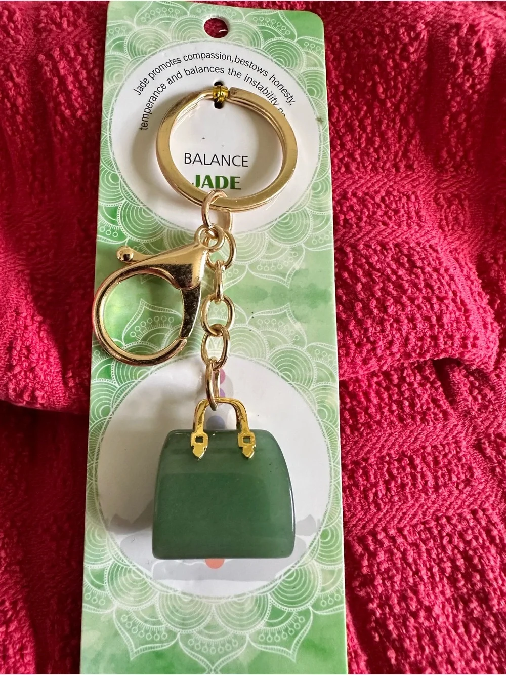 Green Jade Handbag Key & Card Holder Keychain - Balance Jade